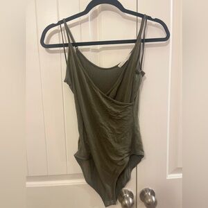 Army green body suit, large